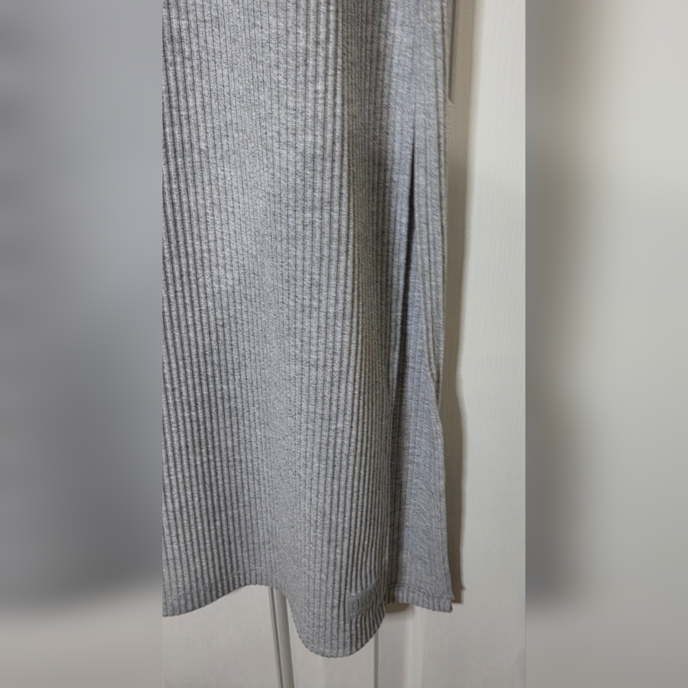 * DKNY Jeans Women's Sleeveless Mock Neck Ribbed Side Slit Long Dress Grey Sz XL - Picture 4 of 9